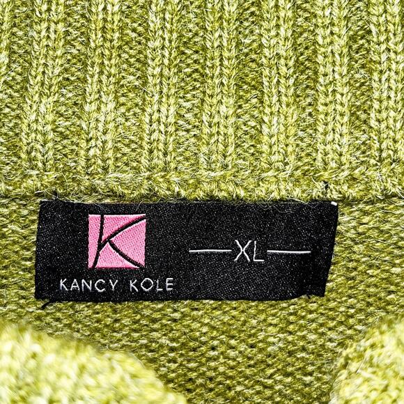 Kancy Kole Womens Cable Knit Cardigan Sweater - Green, Size XL - Picture 5 of 9